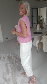 LACE WHISPER sleeveless cardigan pink