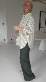 INEZA oversized checkered shirt khaki