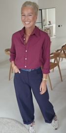 AVA basic cotton shirt burgundy