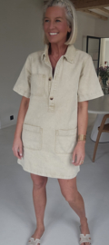 THE PERFECT JEANS dress short-sleeved beige