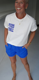 BEVIN cotton paperbag short kobalt blue