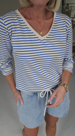 SOPHIA striped v-neck longsleeve royal blue