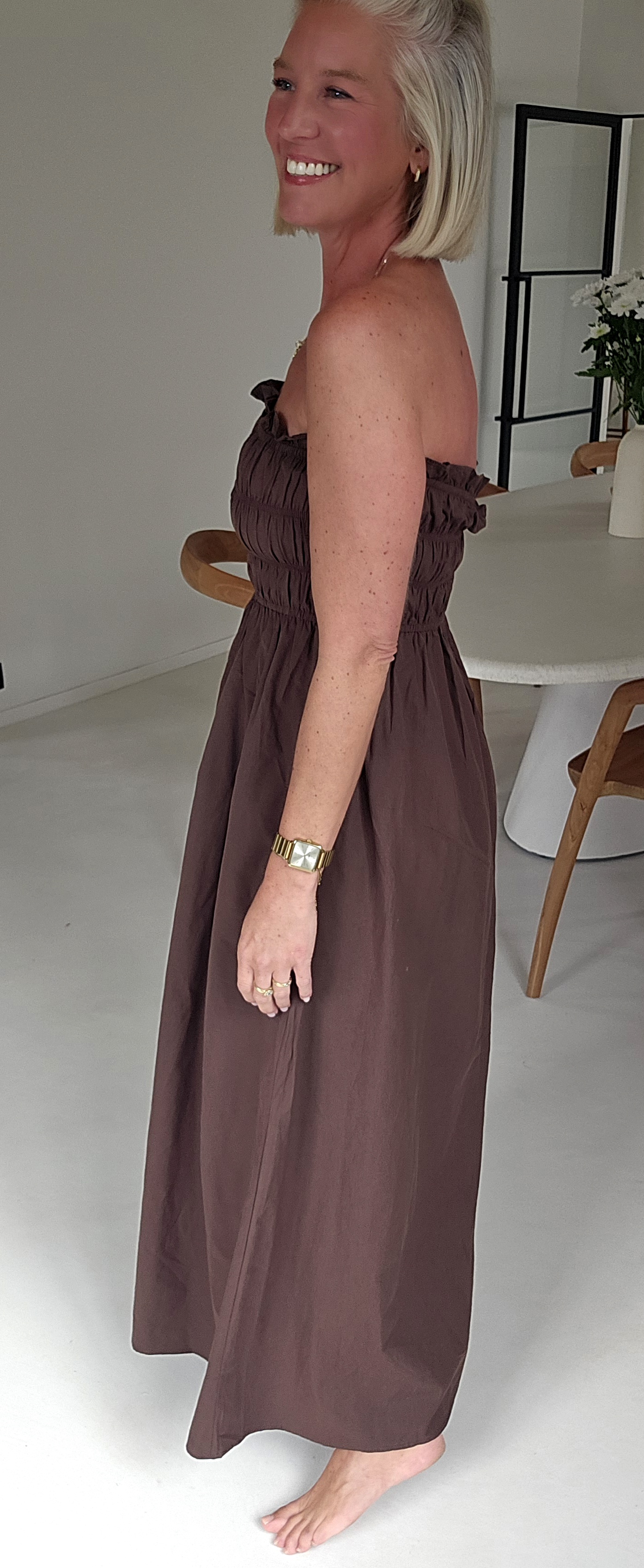 BENTHE bustier dress chocolate