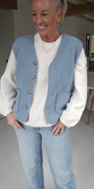 MELIA sleeveless teddy jacket blue