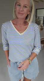 SOPHIA striped v-neck longsleeve royal blue
