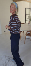 KARA striped knip chocolat blue