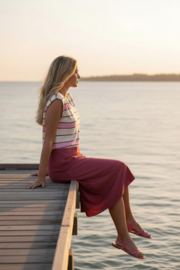MEGAN striped maxi dress burgundy pink