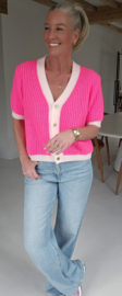 BESS short-sleeved cardigan neon fuschia