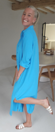 RHEA maxi shirt dress turquoise