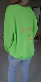 HAPPY LIFE sweatshirt neon green (with key ring)