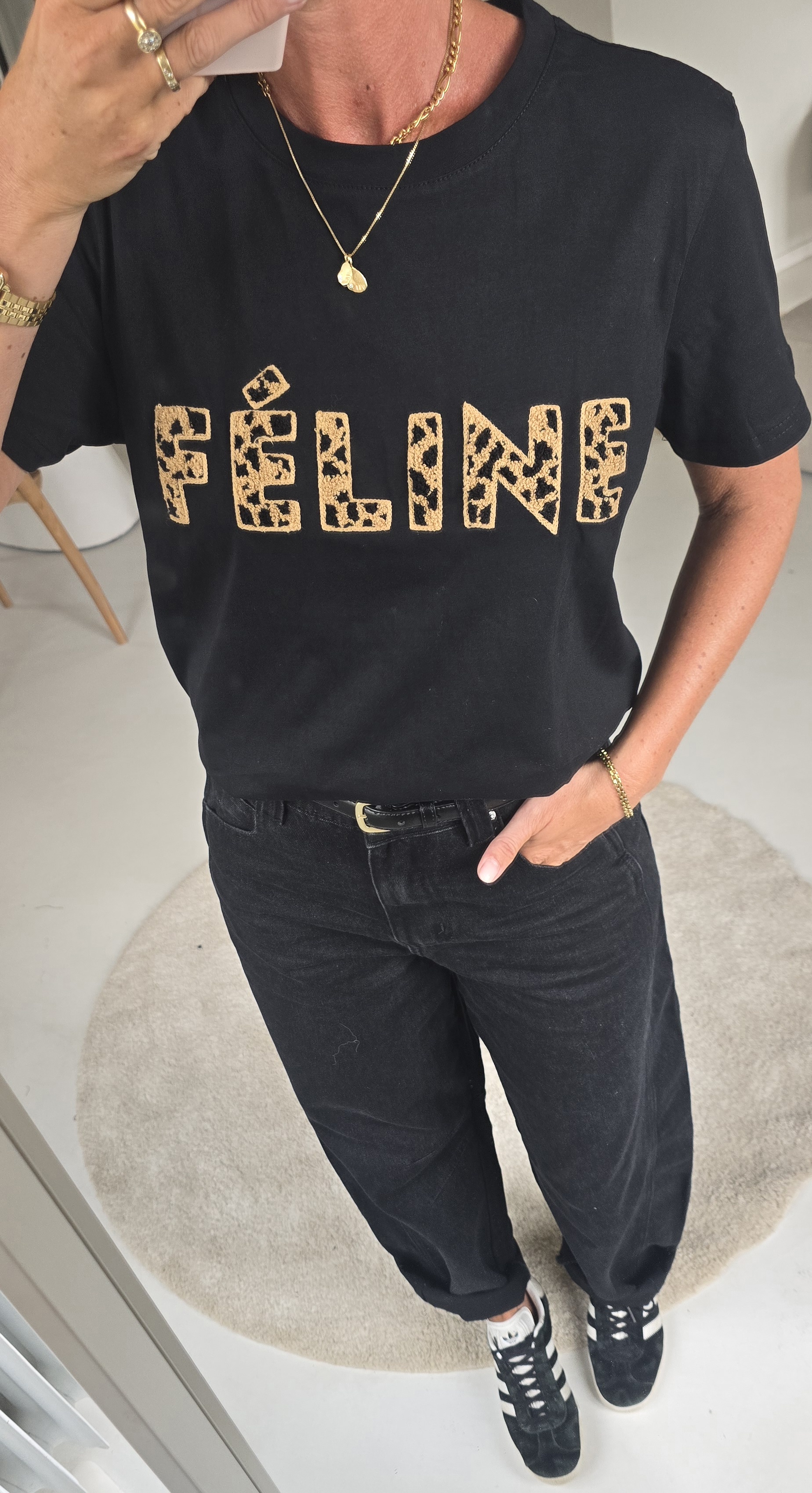 FÉLINE cotton T-shirt black
