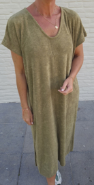 DIDI maxi terry T-shirt dress khaki v-neck