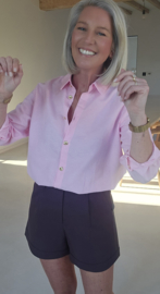 ALIA cotton shirt pink golden buttons