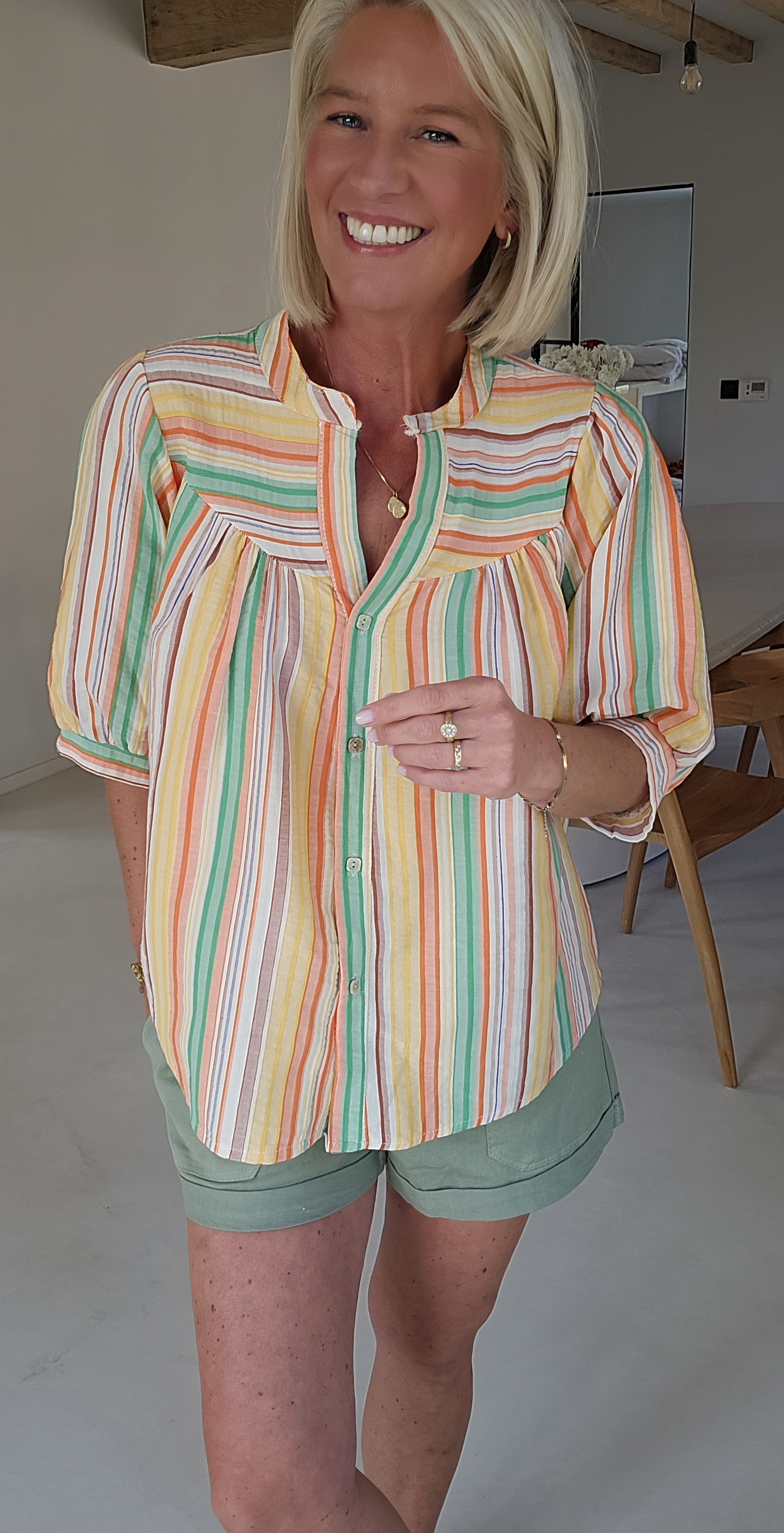 BIEKE cotton striped blouse