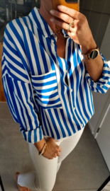 FELISA striped viscose shirt royal blue