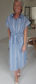ELIZA striped maxi shirt dress blue