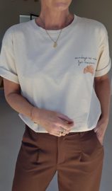 SUNDAYS ARE FOR CROISSANTS cotton T-shirt beige