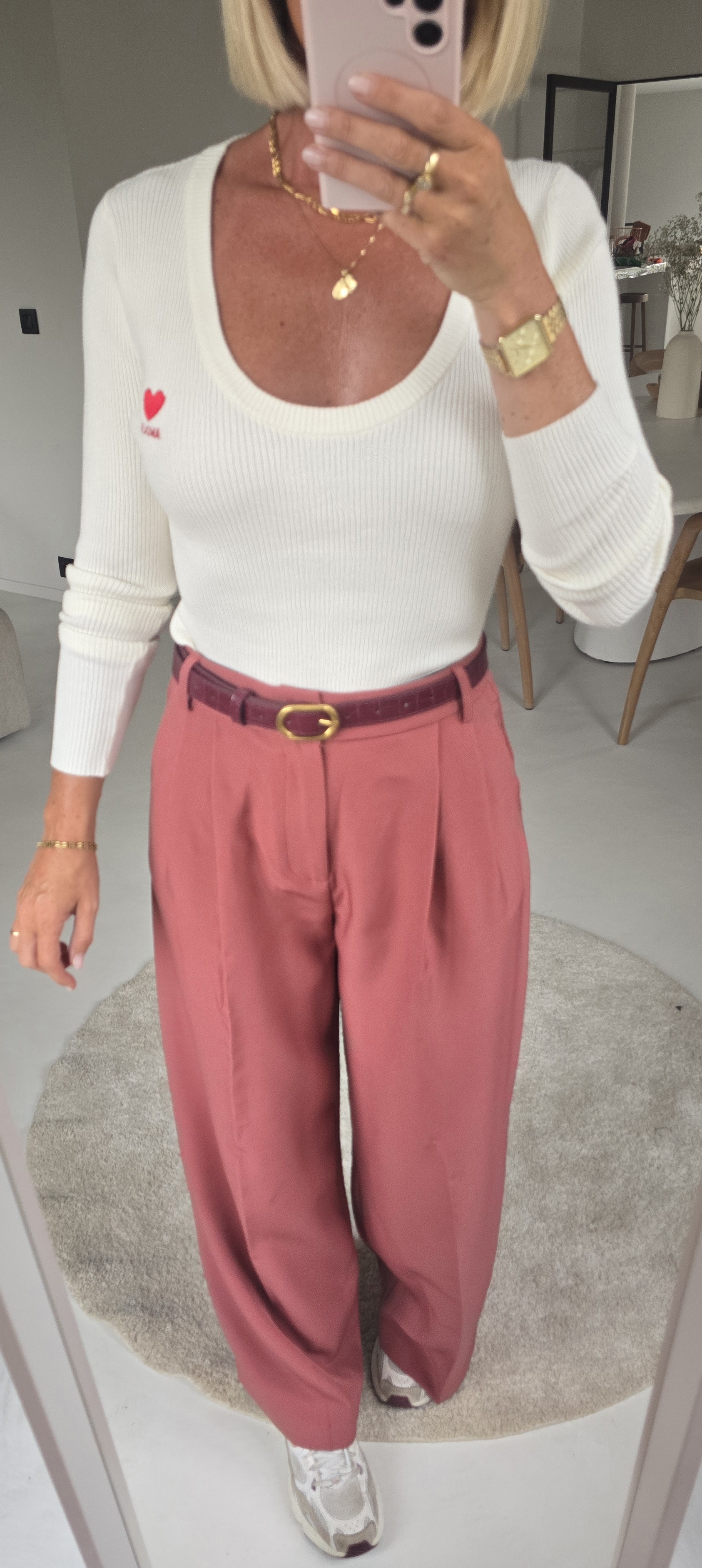 AMOUR warm v-neck longsleeve ecru