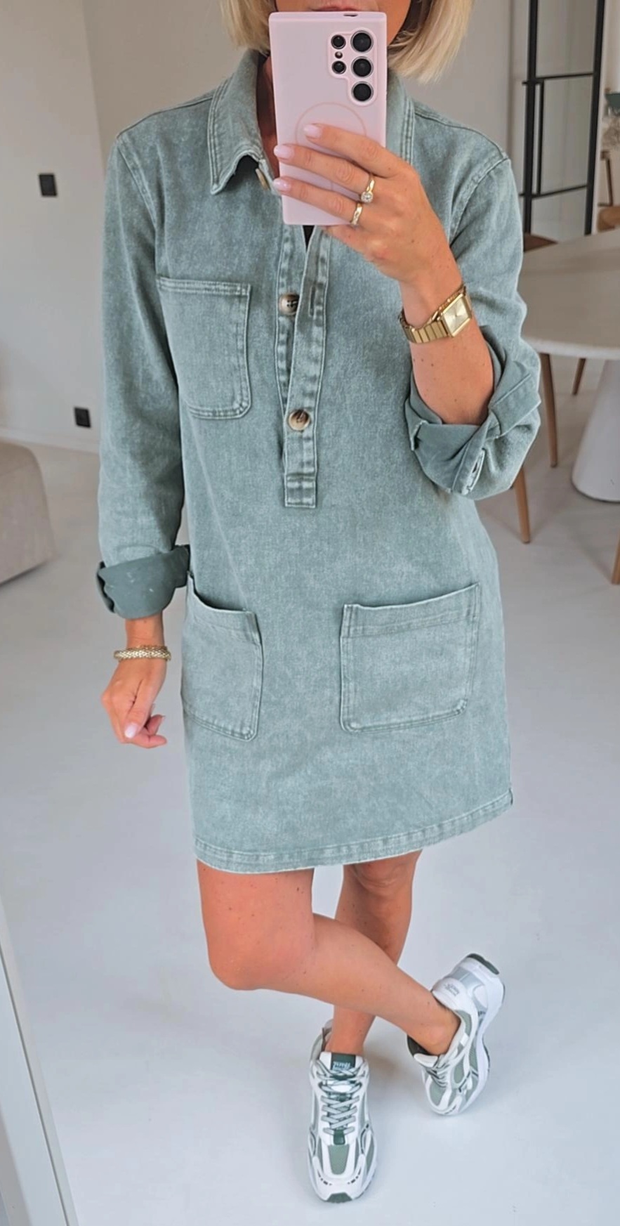 THE PERFECT jeans dress washed khaki