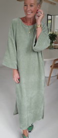 MANDU soft velvet maxi dress olive