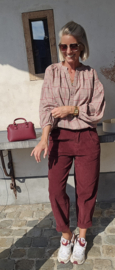 CECE checkered blouse burgundy