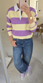 ANTJE striped polo sweatshirt violet yellow