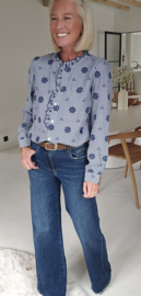 INTE romantic blouse vichy navy