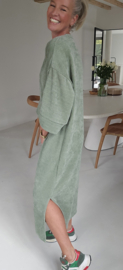 MANDU soft velvet maxi dress olive