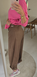 MOLIE extra wide cotton balloon pants brown