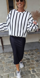 LUCIA striped cotton sweatshirt white black