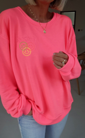 HAPPY LIFE sweatshirt neon pink (with key ring)