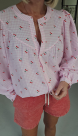 CHERRY cotton blouse pink