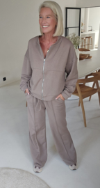 JUNA jogger sweat cardigan taupe