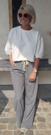 RINA soft velvet wide leg jogger pants grey