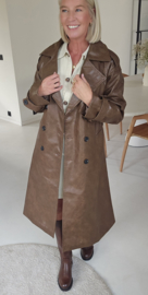 KILIA maxi leather jacket taupish brown