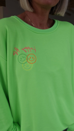 HAPPY LIFE sweatshirt neon green (with key ring)