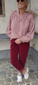CARIE checkered blouse burgundy