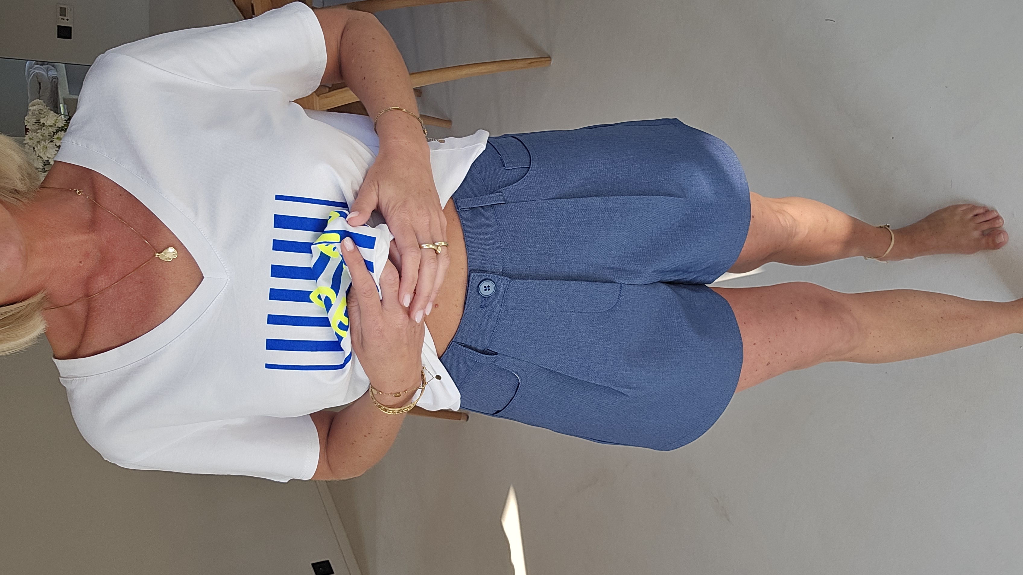 TOLLIA tailored shorts jeans blue with belt
