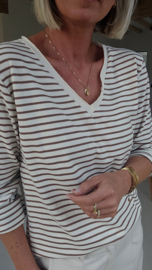SOPHIA striped v-neck longsleeve camel