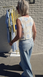 MOON AND STARS crochet cardigan blue