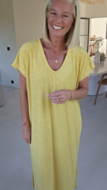 DIDI maxi terry T-shirt dress yellow v-neck