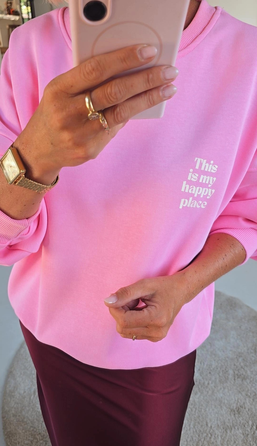 THIS IS MY HAPPY PLACE sweatshirt baby pink