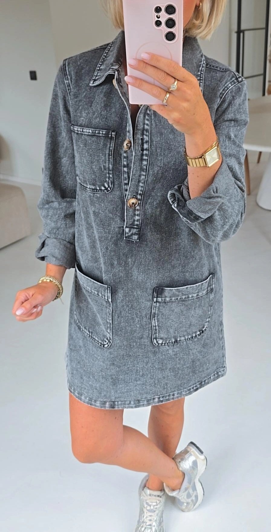 THE PERFECT jeans dress washed black