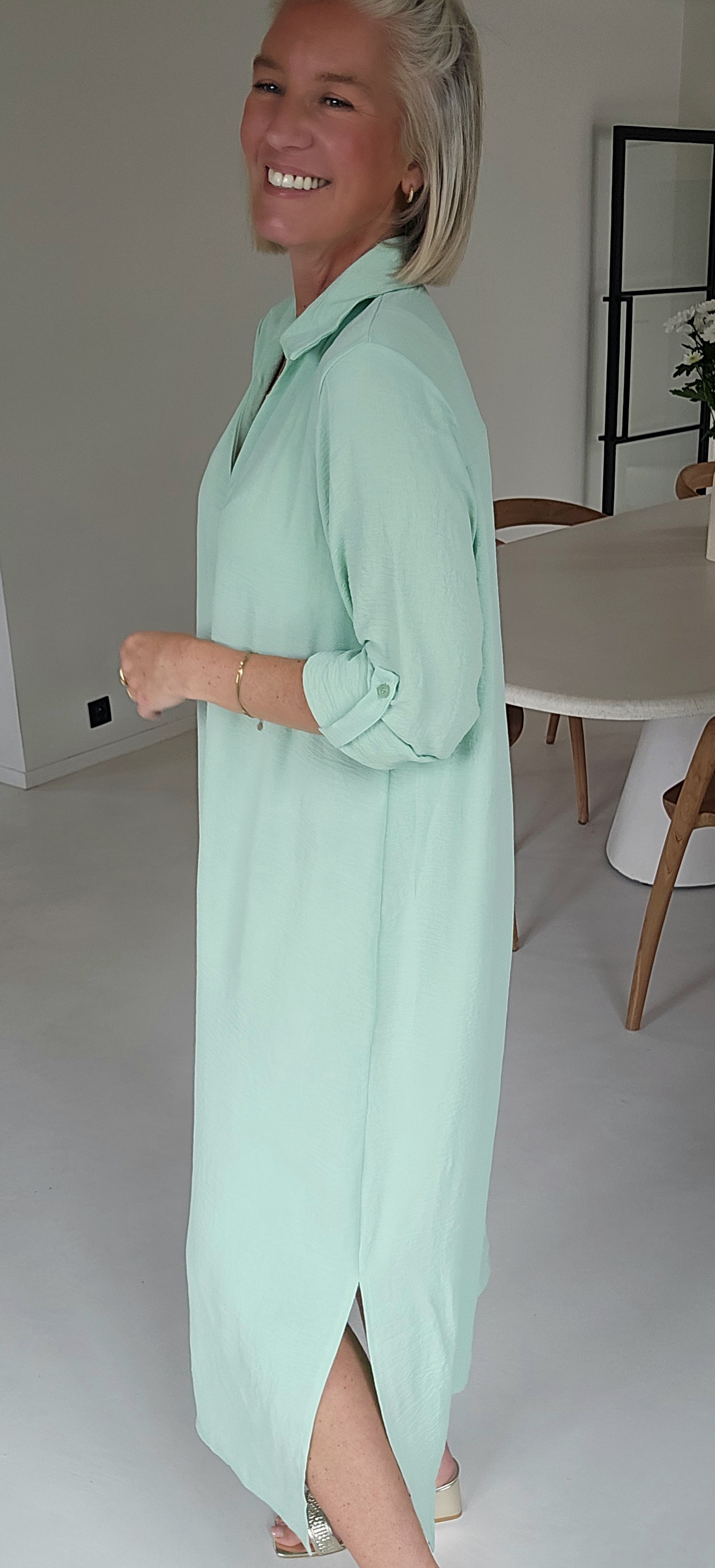 RHEA maxi shirt dress mint