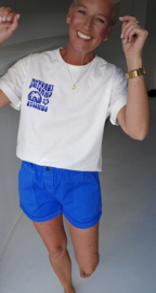 BEVIN cotton paperbag short kobalt blue