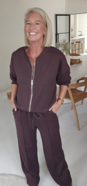 JUNA jogger sweat cardigan chocolat