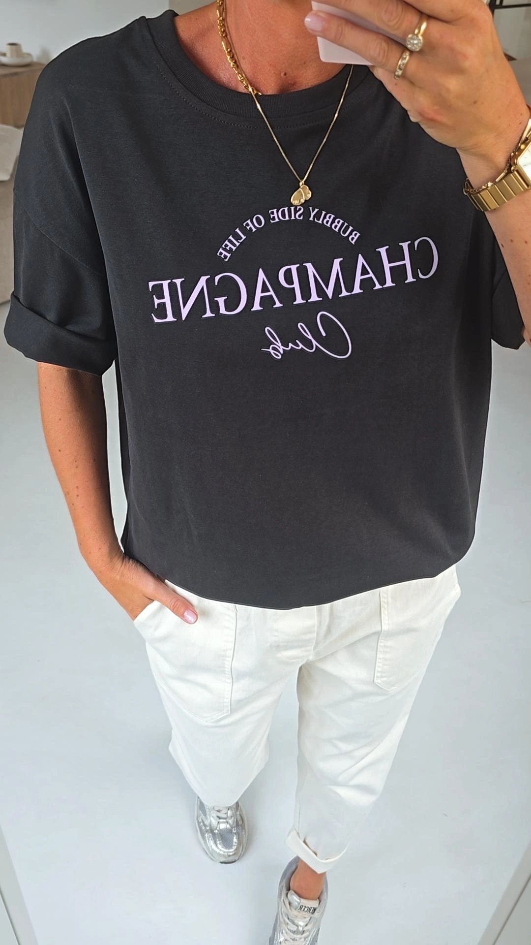 CHAMPAGNE CLUB cotton tee anthracite