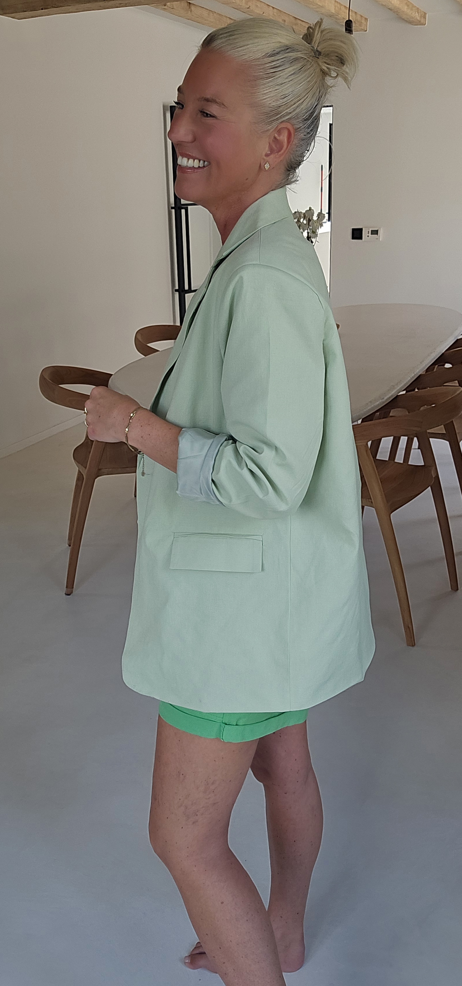 MILA linen cotton blazer soft mint