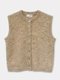 ELENE sleeveless knit cardigan curve taupe