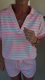 ELLIE striped set neon pink